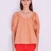 Women Sundry Clothing Tees | Sundry Clothing Puff Sleeve Blouse Clay