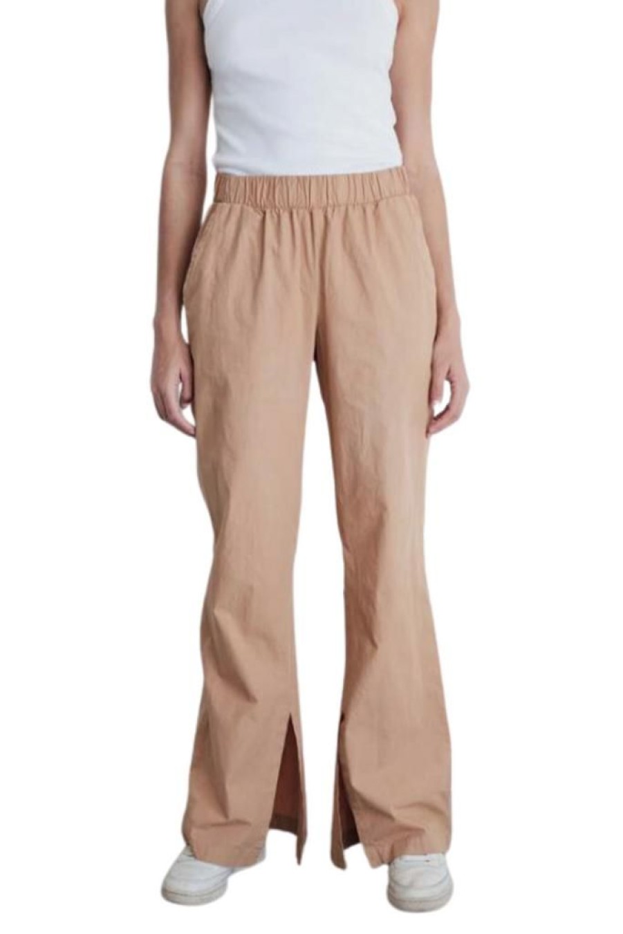 Women Stateside Casual | Stateside Structured Poplin Slit Flare Trouser