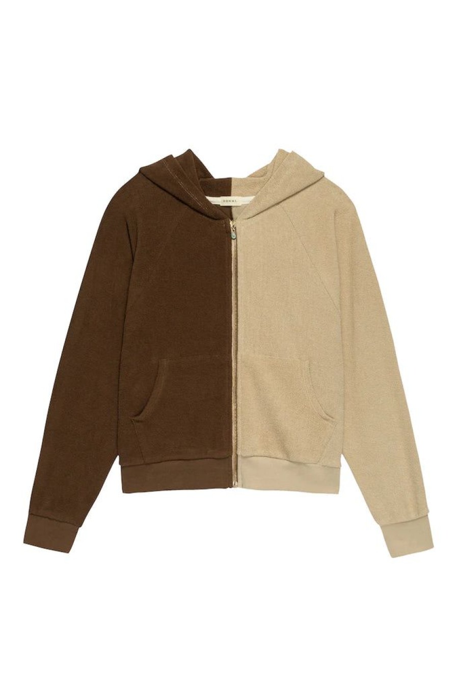 Women Donni Sweatshirts | Donni Duo Zip Up Chocolate/Lychee