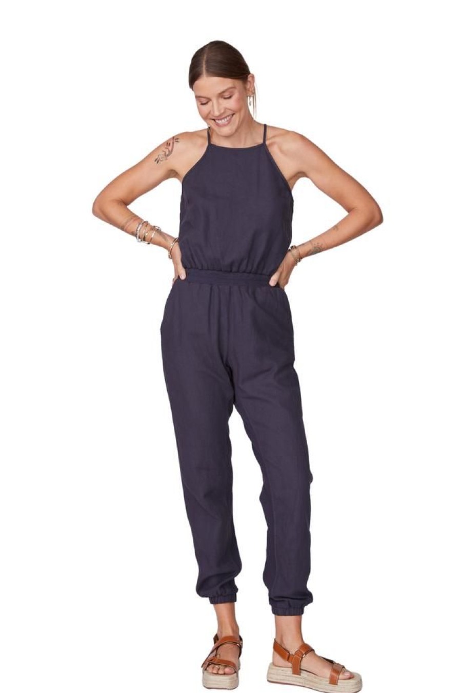 Women Monrow Casual | Monrow Woven Mix Jumpsuit