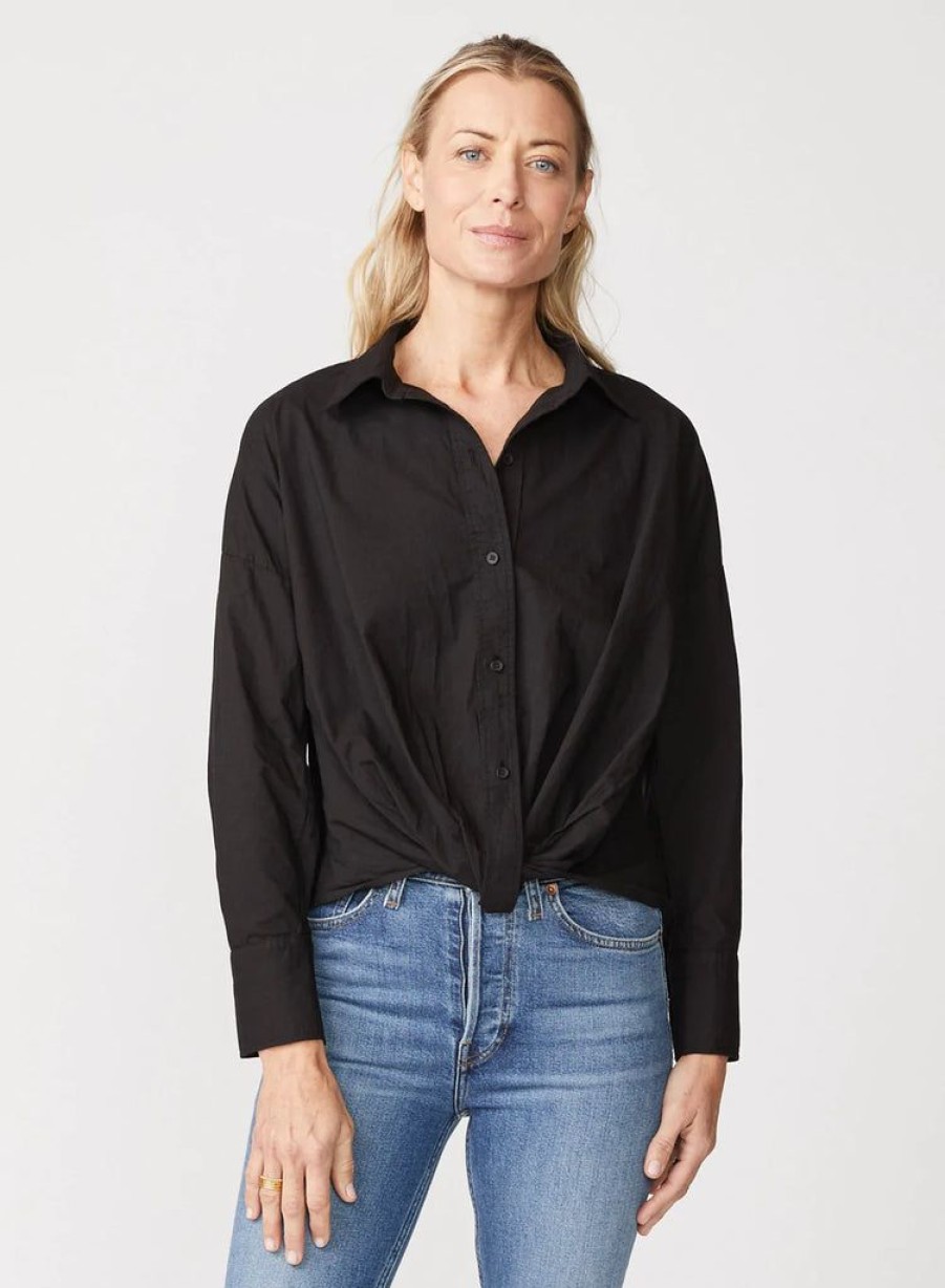 Women Stateside Casual | Stateside Poplin L/S Front Twist Shirt