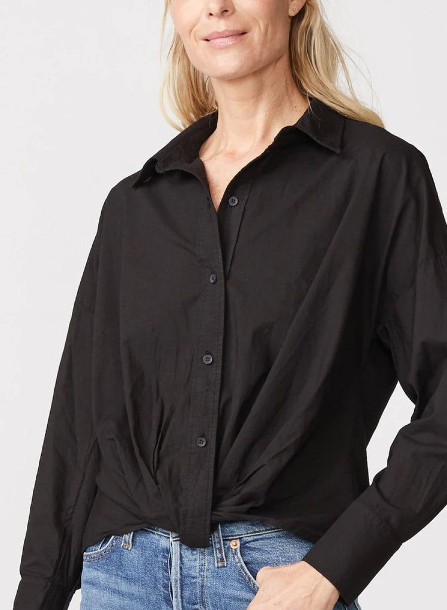 Women Stateside Casual | Stateside Poplin L/S Front Twist Shirt