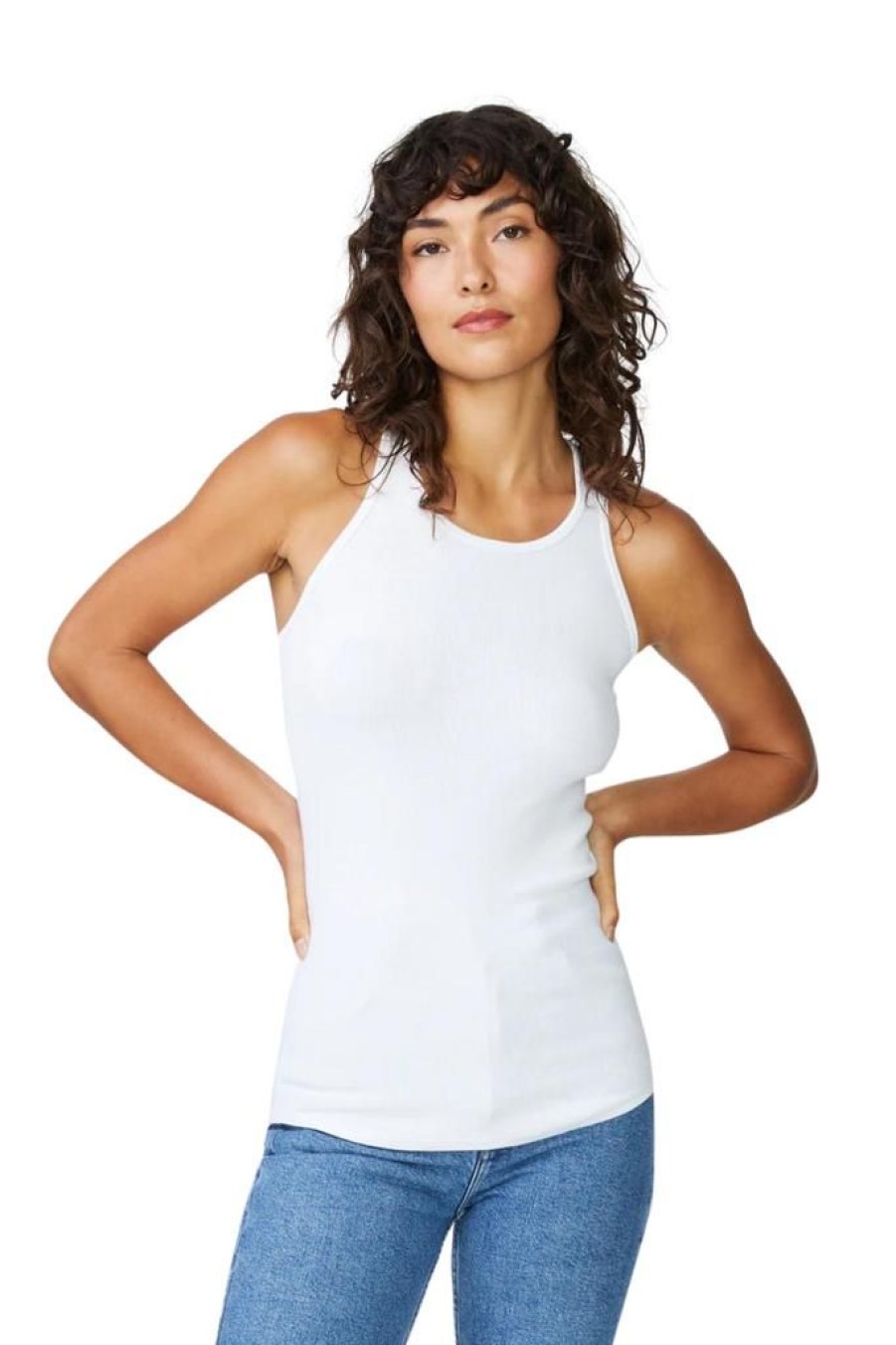 Women Stateside Tanks | Stateside 2X1 Rib Racerback Tank White