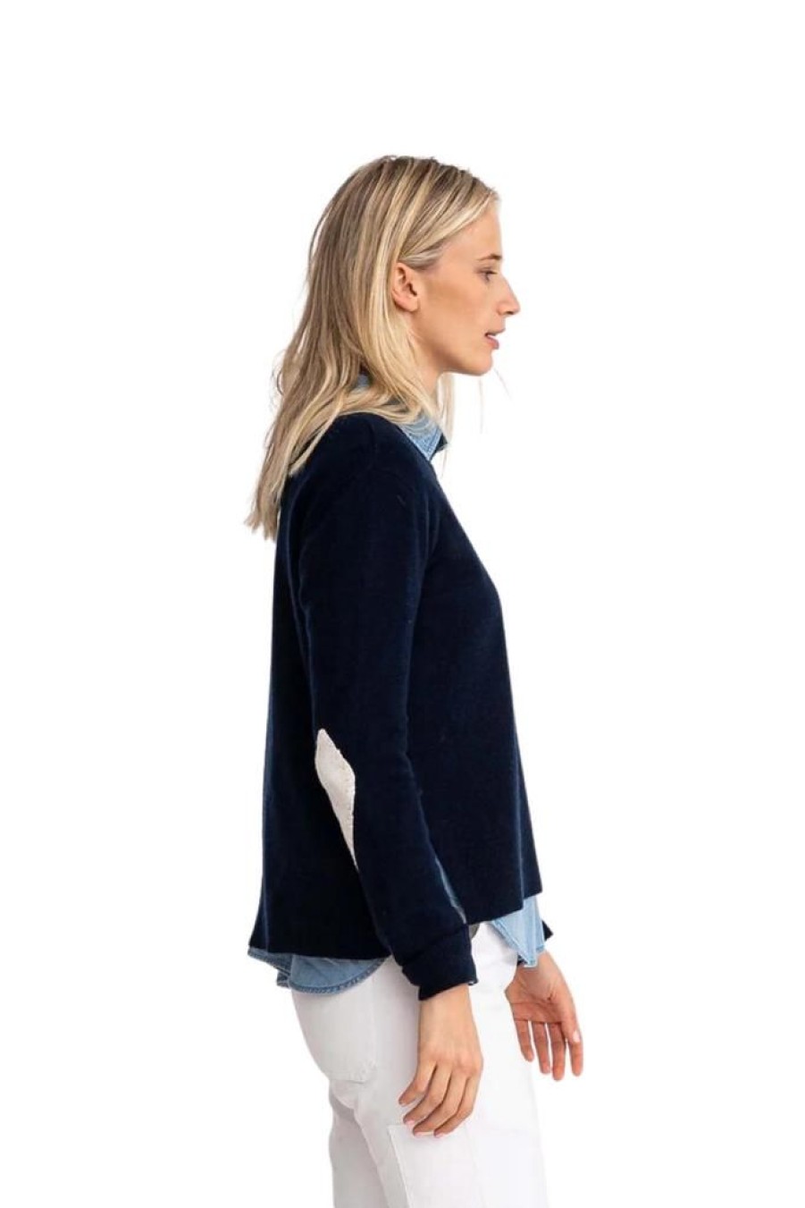 Women Kerri Rosenthal Tops | Kerri Rosenthal Patchwork Pullover Indigo