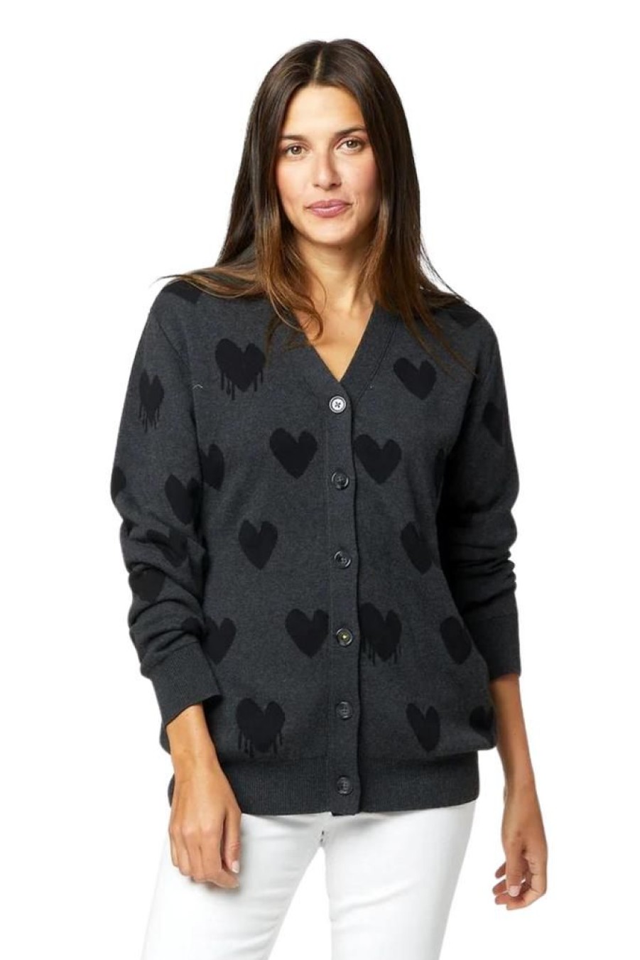 Women Kerri Rosenthal Tops | Kerri Rosenthal Mr. Right Drippy Heart Cardigan Unisex