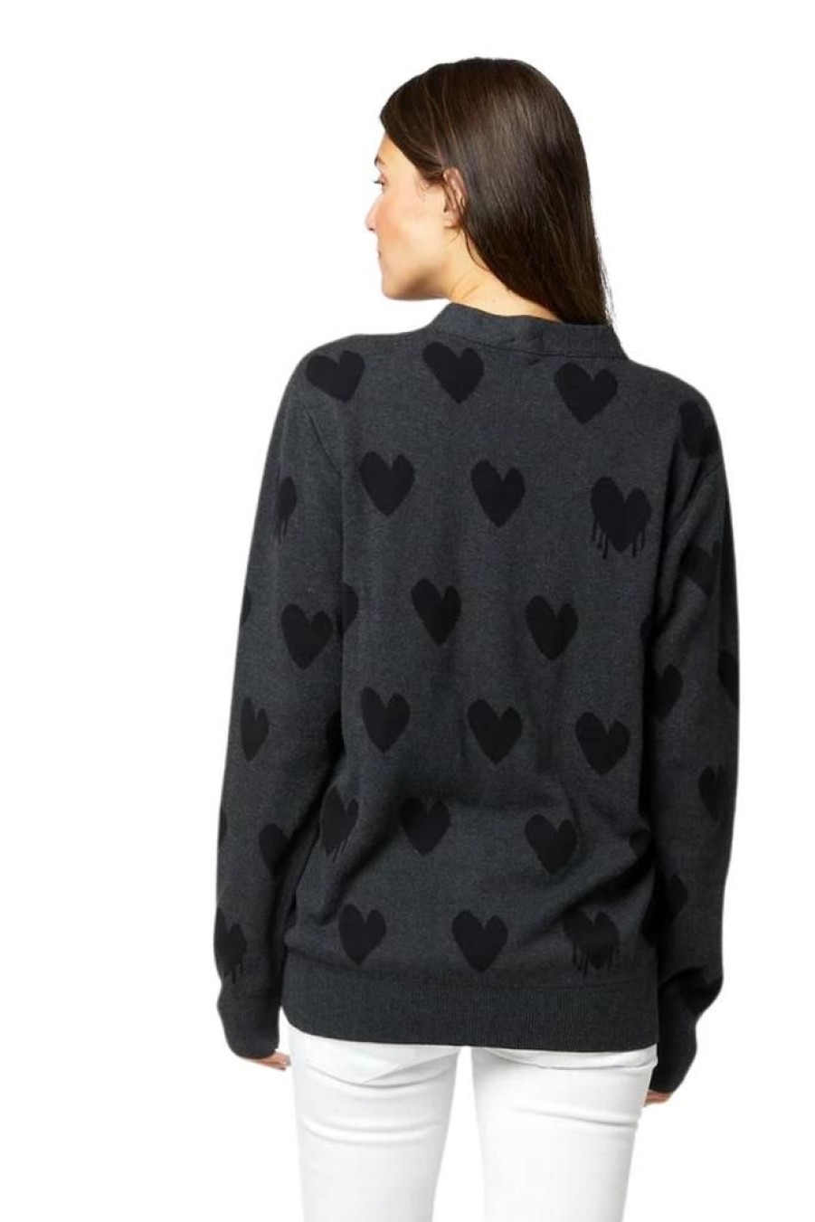 Women Kerri Rosenthal Tops | Kerri Rosenthal Mr. Right Drippy Heart Cardigan Unisex