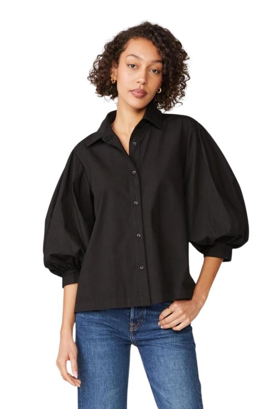 Women Stateside Tops | Stateside Heavy Poplin Puff Sleeve Shirt