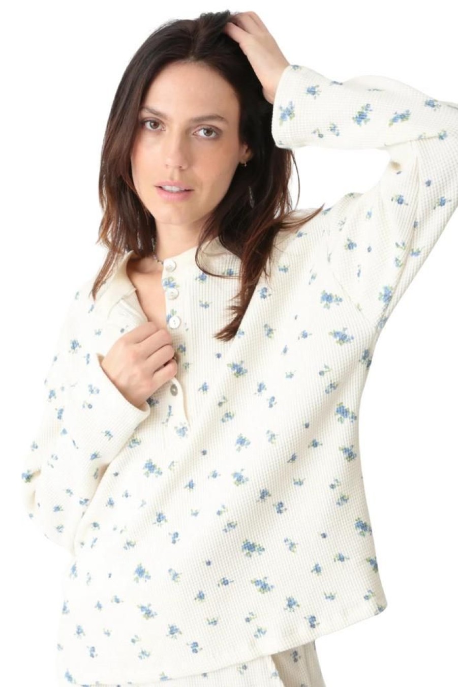 Women Electric & Rose Casual | Electric & Rose Kate Henley Sweatshirt-Ditsy Floral