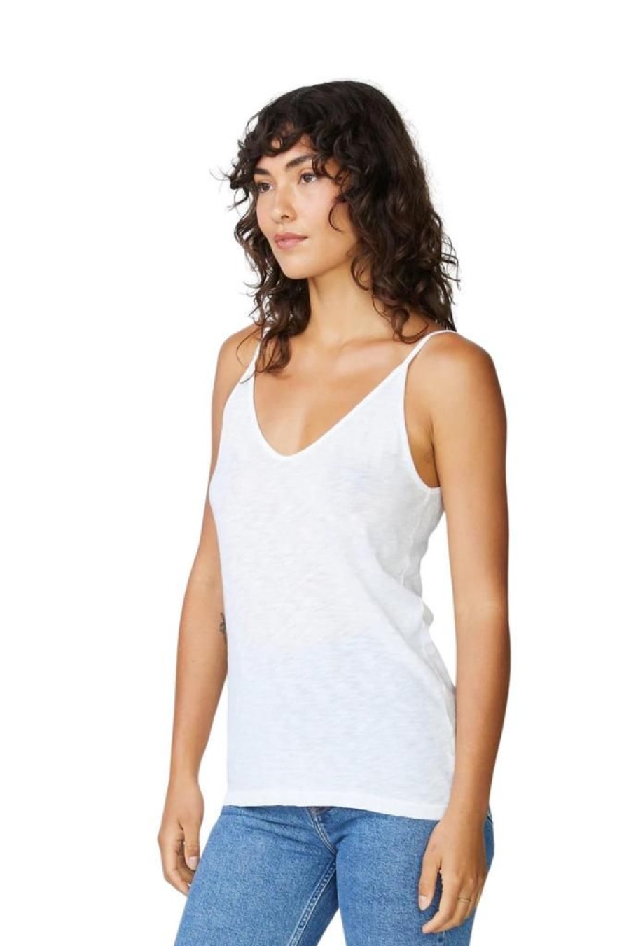 Women Stateside Tanks | Stateside Supima Slub Jersey V-Neck Cami