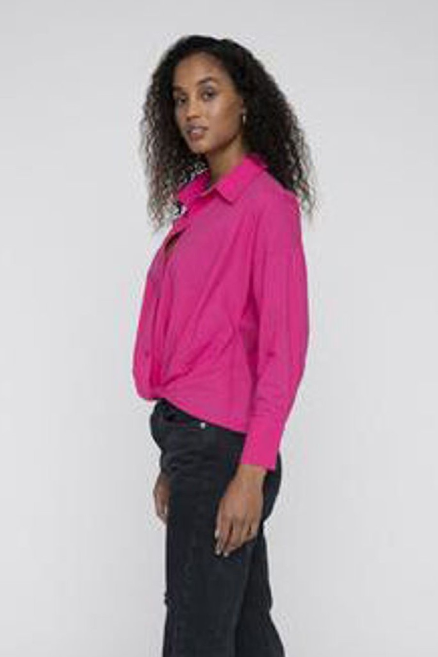 Women Stateside Tops | Stateside Poplin L/S Front Twist Shirt