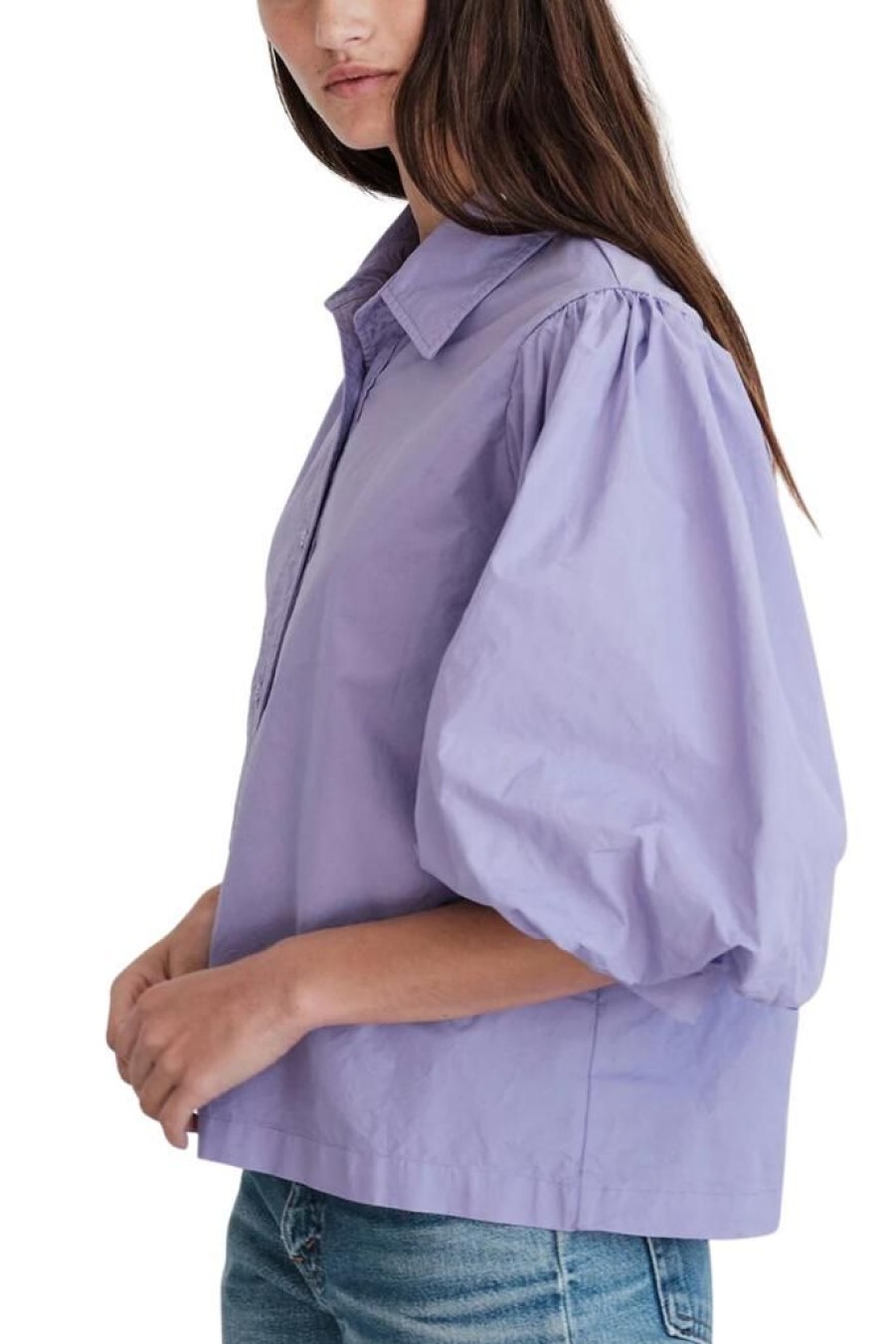 Women Stateside Casual | Stateside Heavy Poplin Puff Sleeve Shirt