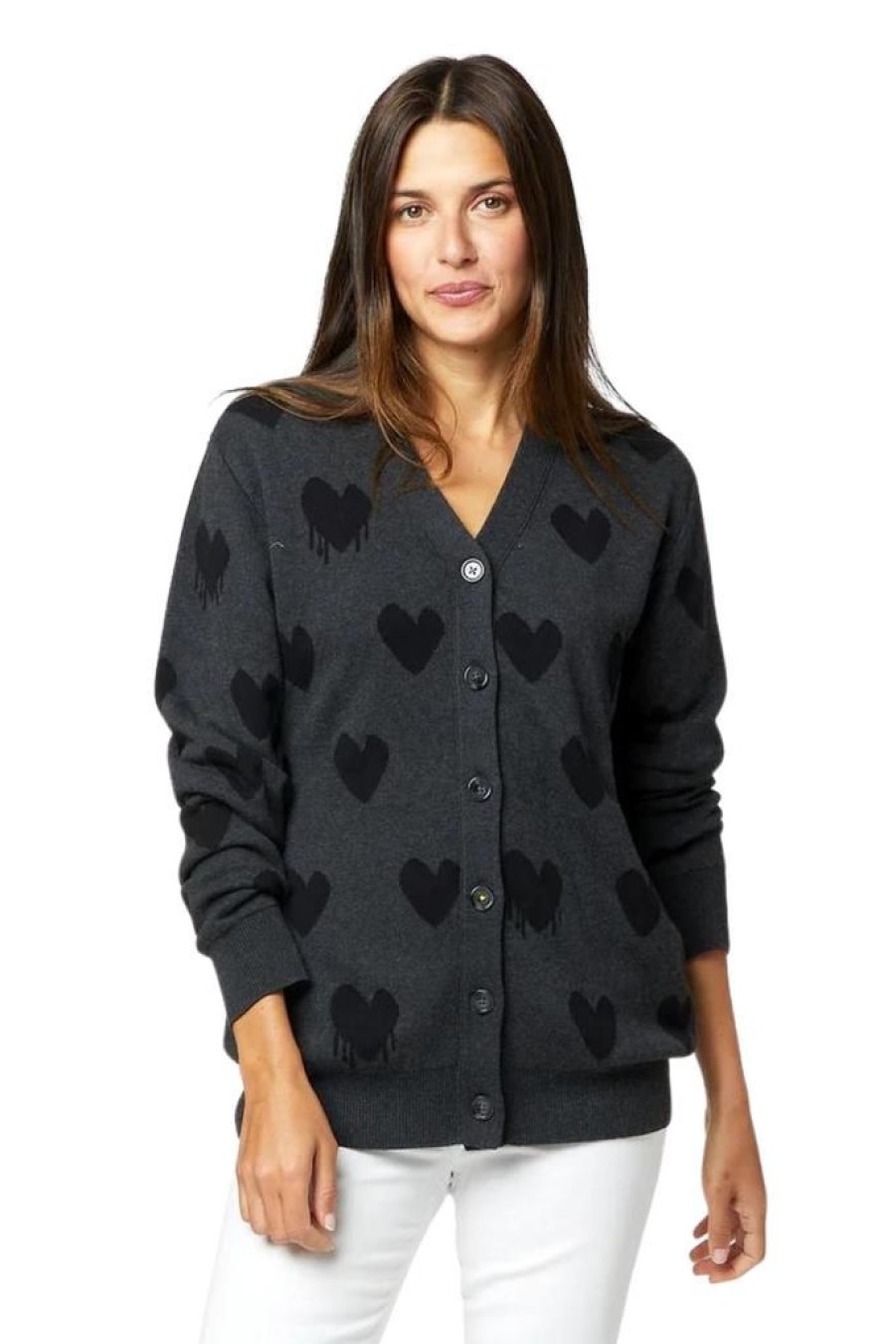 Women Kerri Rosenthal Casual | Kerri Rosenthal Mr. Right Drippy Heart Cardigan Unisex