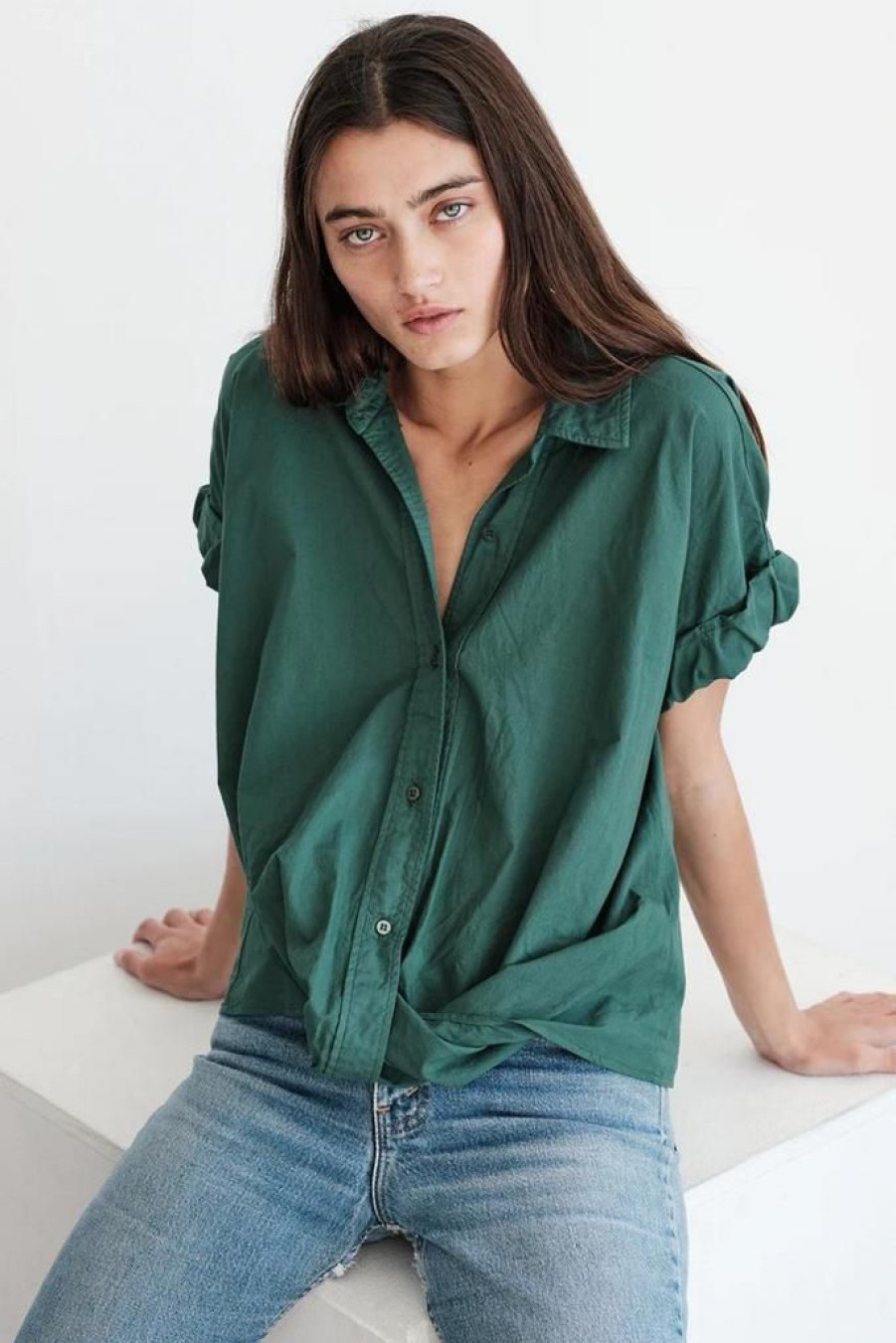 Props Stateside | Stateside Poplin Short Sleeve Front Twist Shirt