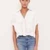 Women Stateside Tops | Stateside Poplin Short Sleeve Front Twist Shirt