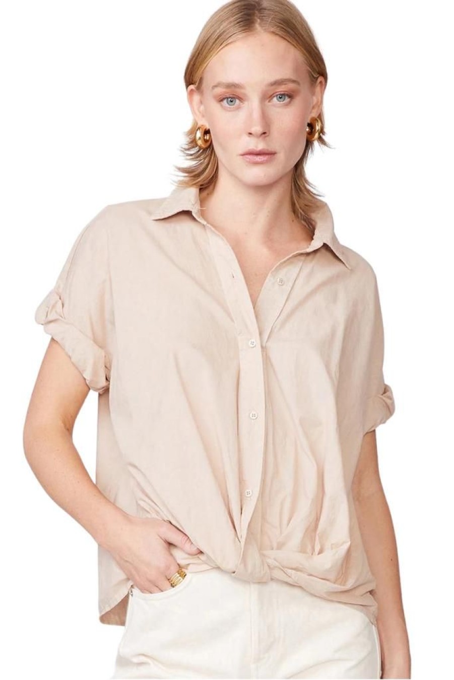 Props Stateside | Stateside Poplin Short Sleeve Front Twist Shirt