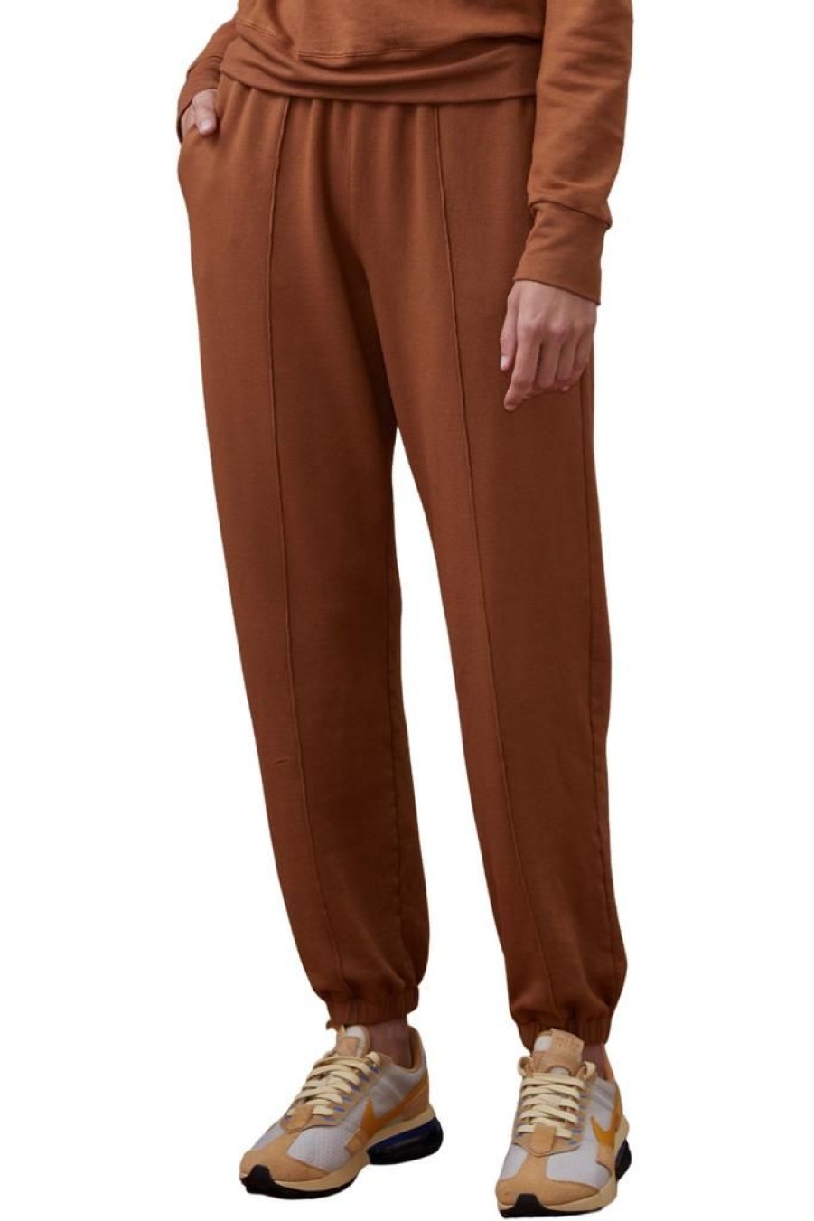 Women Monrow Bottoms | Monrow Baggy Sweats Golden Brown