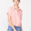 Women Stateside Tees | Stateside Poplin L/S Front Twist Shirt